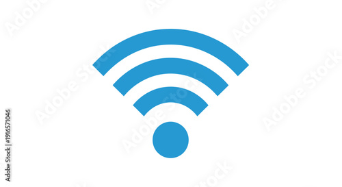 Blue wi fi symbol on white background for technology and connection
