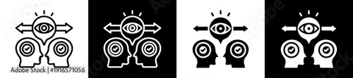 Shared Vision Icon Set In Black And White Filled Style Collection