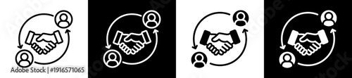 Collaboration Agreement Icon Set In Black And White Filled Style Collection