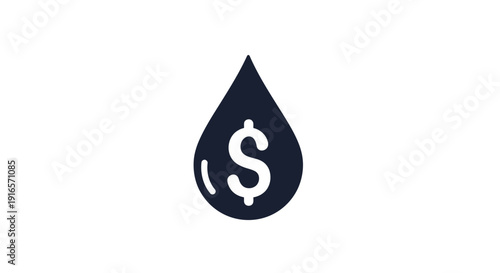 Abstract illustration of a black water drop with a white dollar sign inside