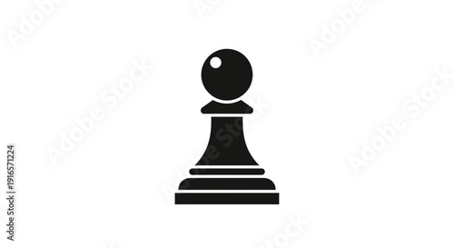 Isolated black chess pawn icon on white background symbol of strategy