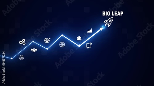 Big Leap Business Concept with Rapid Expansion, Strategic Advancement and High Performance Growth Metrics
