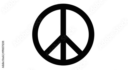 Black peace symbol on white background isolated for conceptual design