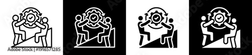 Unified Effort Icon Set In Black And White Filled Style Collection