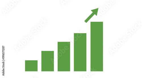 Green upward bar chart graphic showing business growth and success