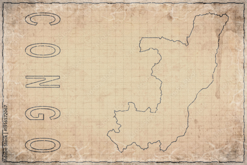 Fototapeta premium Antique Map of Congo on Aged Paper