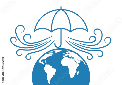 Global Protection Umbrella Shielding Earth from Wind.