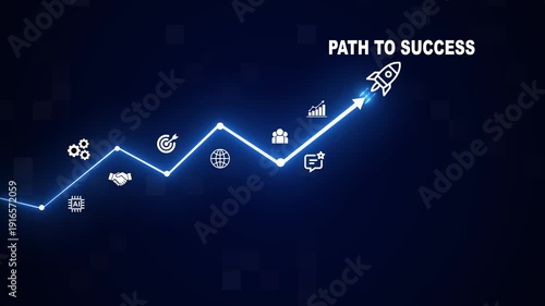 Path to Success Business Concept with Strategic Planning, Growth Roadmap and Achievement Milestones
