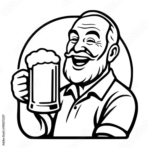 Smiling man enjoying a cold beer on a sunny day