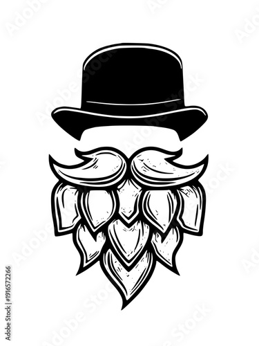 Stylish bearded man with bowler hat and elegant mustache