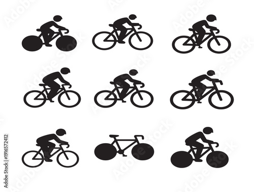 Dynamic cycling athlete silhouette with speed and endurance