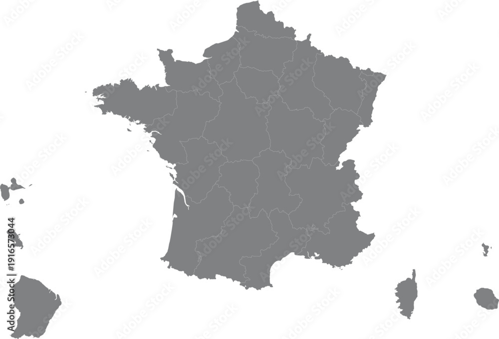 Obraz premium France Administrative Map highlighting Provence-Alpes-Côte d'Azur Region