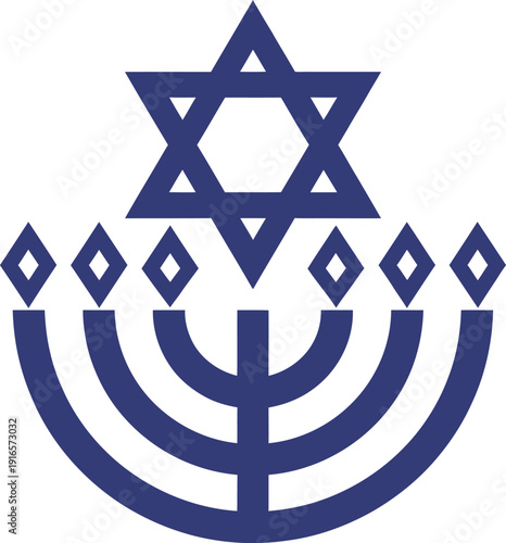 Symbolic judaism religious elements star david menorah torah scroll hanukkah shabbat jewish culture vector icon set.