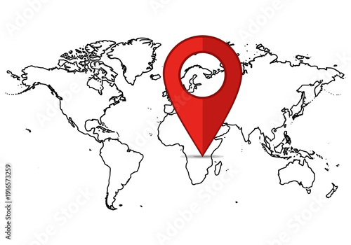 Red Map Pin Location Marker on World Map.