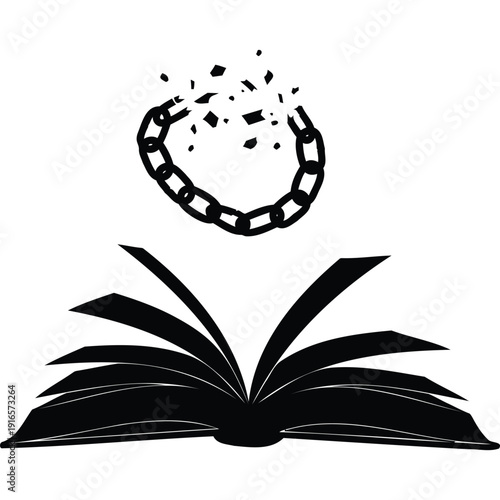 Breaking Chains with Knowledge: Open Book Illustration Symbolizing Education, Freedom, Liberation, Oppression, Power, Wisdom