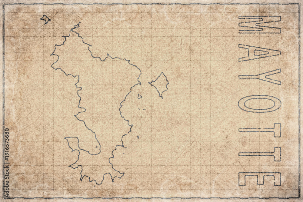 Obraz premium Antique Map of Mayotte on Aged Paper