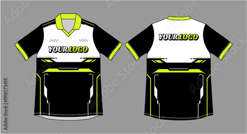 Custom Sports Jersey Mockup Template Showing Front And Back Team Uniform Design With Logo