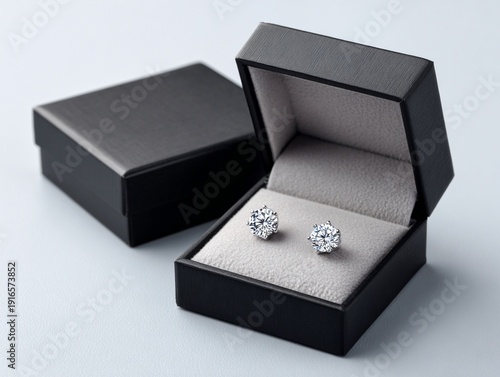 Diamond earrings in a black gift box