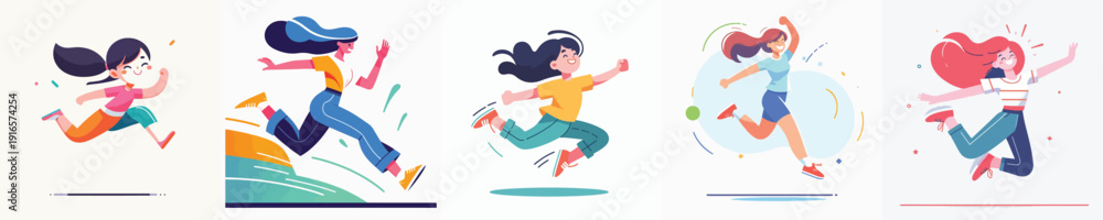 Obraz premium Vector of a woman jumping.