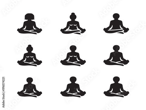 Beautiful yoga meditation silhouette in serene mindful pose