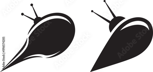 Abstract flying ufo saucer icon set isolated on transparent background for logo design and space exploration concept with black minimalist silhouettes