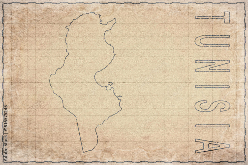 Obraz premium Antique Map of Tunisia on Aged Paper