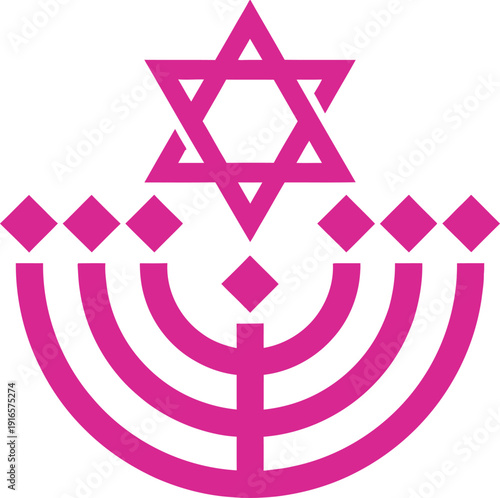 Jewish religious symbols star david menorah torah scroll hanukkah passover spiritual cultural graphic vector.