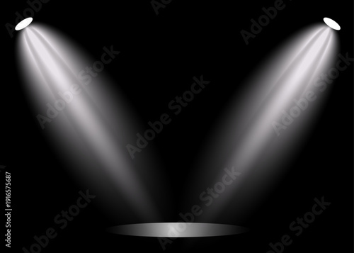 Spotlight vector Illustration A vibrant purple stage spotlight glows against a deep color backdrop, creating a shiny disco pattern with bright motion  design for a night party wallpaper