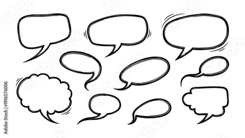 Comic Speech Bubbles Collection: A vibrant collection of comic speech bubbles, perfect for adding dynamic visual interest to any project, ready to convey thoughts and ideas.
