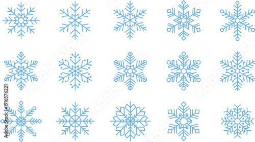 Snowflake Symphony: An array of delicate snowflakes, each uniquely crafted, dances across a visual landscape, embodying the serene beauty of winter and the magic of seasonal transformation.