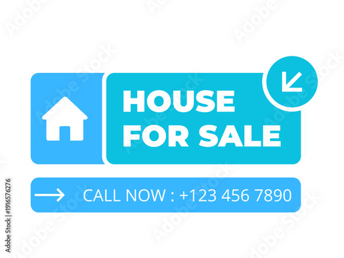 Professional Blue House For Sale Signage With Contact Information