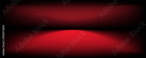 Red studio background. Abstract limbo podium studio room. Dark red gradient wall floor and spotlight scene. Showcase, promotion display. Vector stage mockup illustration