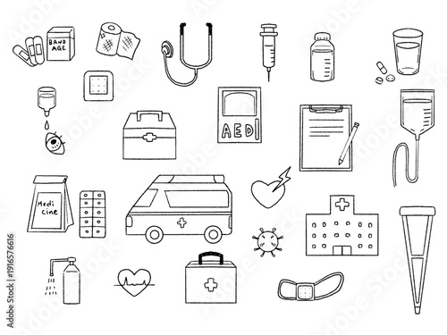 医療系イラストセット線画