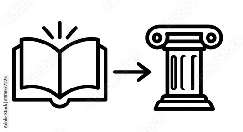 Book Leading to Ancient Column Illustration.