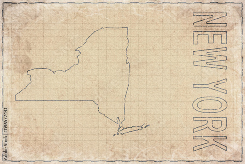 Antique Map of New York on Aged Paper