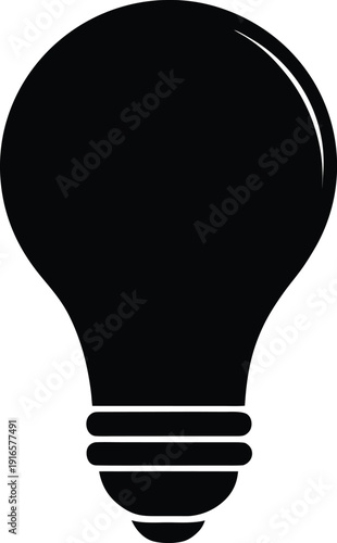 Black silhouette of a light bulb on a white background