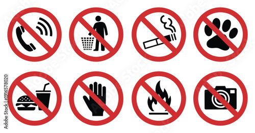 Prohibited actions no phones pets food photography and more restrictions