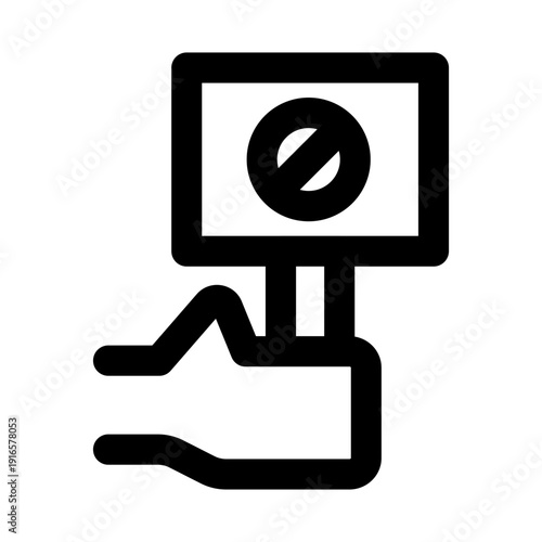 Man holding protest hand banner. Protest Modern Professional Line Icon with minimal clean design representing activism demonstration rally freedom rights and public movement