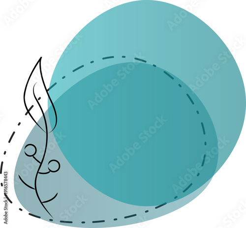 Organic Abstract Element with Botanical Line Drawing