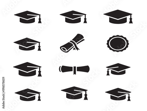 Elegant graduate cap silhouette in proud education milestone theme