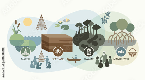 Clean Modern Vector � World Wetlands Day 2026 Cultural Heritage Traditional Knowledge Wetland Icons