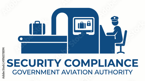 Airport Security Checkpoint with Luggage Scanner and Officer 1. Vector Illustration. EPS Editable
