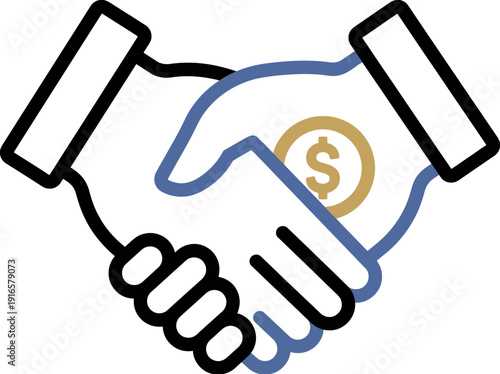Business handshake with dollar sign symbolizing financial agreement 1. Vector Illustration. EPS Editable