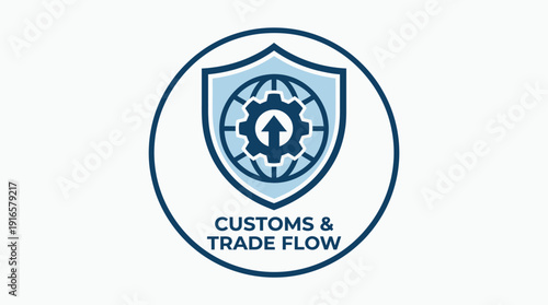 Customs and Trade Flow Icon Representing Global Commerce and Logistics. Vector Illustration. EPS Editable