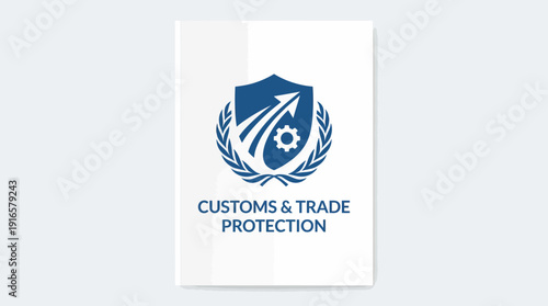 Customs and Trade Protection Shield Logo Design. Vector Illustration. EPS Editable