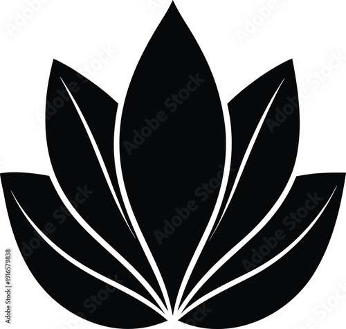 Black flower petal silhouette vector graphic