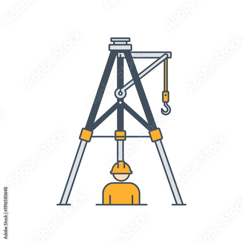 Confined Space Entry Tripod Icon for Industrial Safety and Rescue Operations