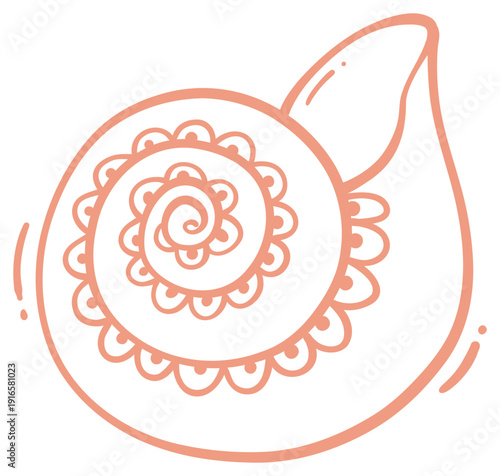Coiled Seashell Illustration Sticker