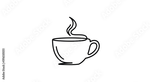 Steaming Coffee Cup Line Art Icon