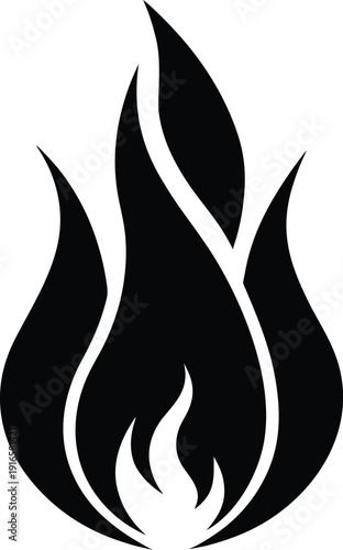 Minimalist black flame silhouette vector graphic fire 5